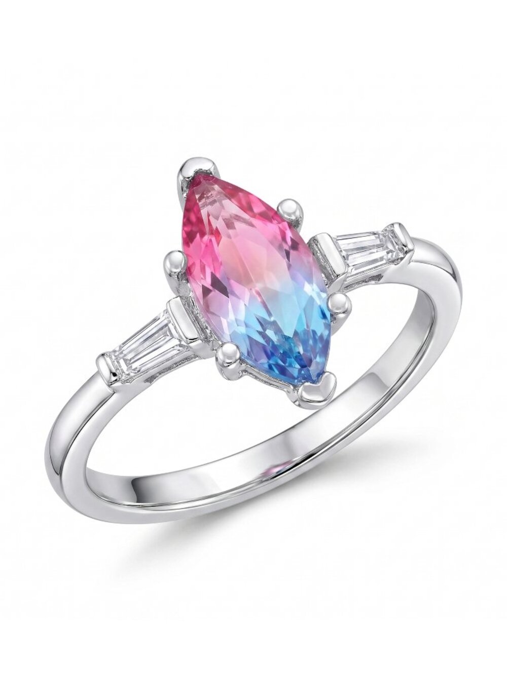 Marquise cut gemstone ring, 925 Sterling Silver Charmed Aroma Cotton Candy Colle